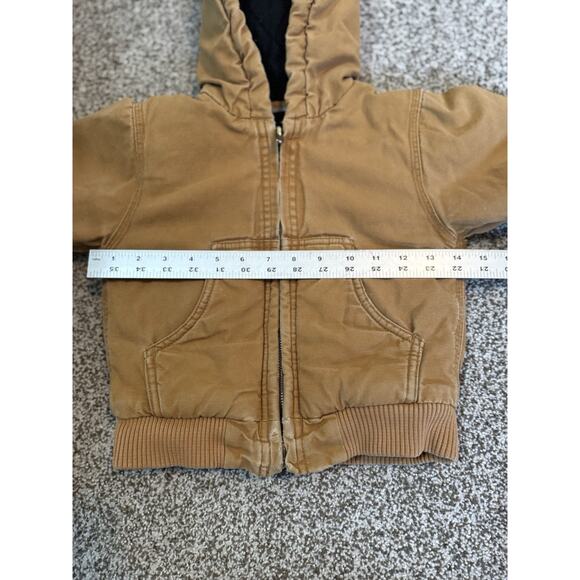 Carhartt Jacket Kids XXS 4-5 Tan Canvas Quilt Lined Hooded Full Zip Coat Youth - Picture 6 of 7